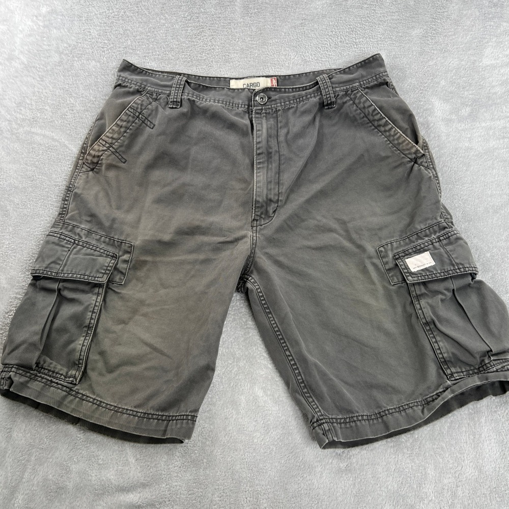 Levi's Y2K Cargo Shorts 38 Grey Faded Baggy Skater Utility Gorpcore Streetwear